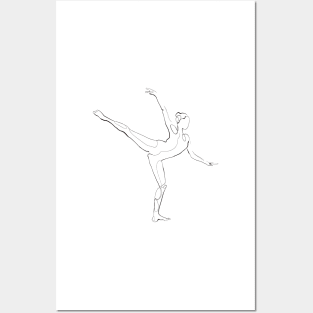 Ballet Dancer in Arabesque Pose - Human Figure Line Art Drawing Posters and Art